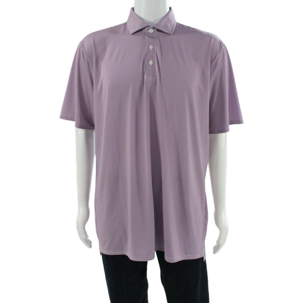 Holderness & Bourne Mens Geometric Short Sleeve Polo Shirt Red Size XL